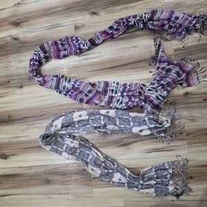 Patterned Purple and Blue Scarves (Set Of 3)